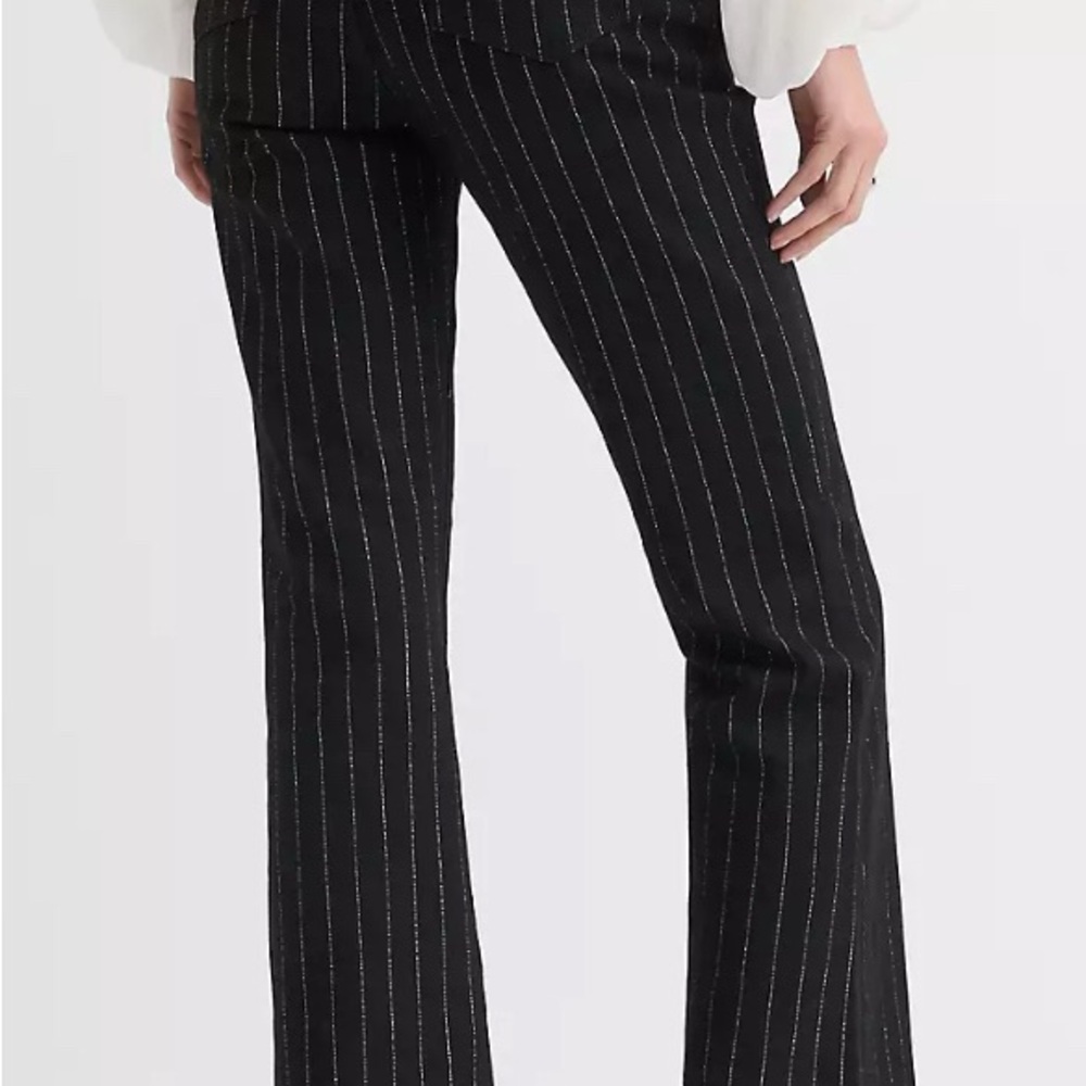 LOFT Black Pinstriped Women's Denim Pants - Picture 3 of 4